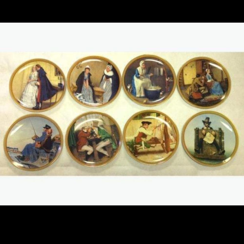 Norman Rockwell plates set x8 plates series